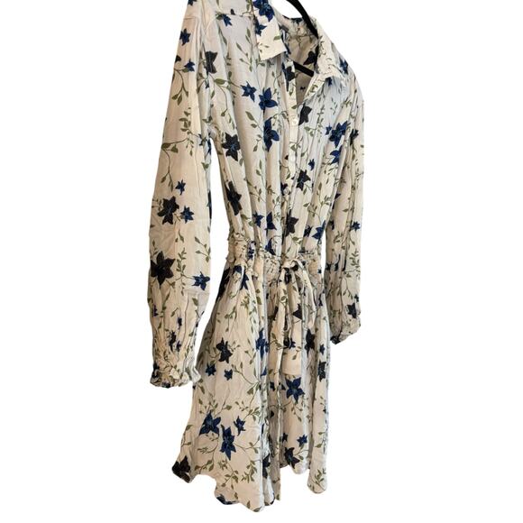Free People Lighten Up Mini Dress Tea Combo Belted Size Small Floral Ivory - Picture 4 of 7
